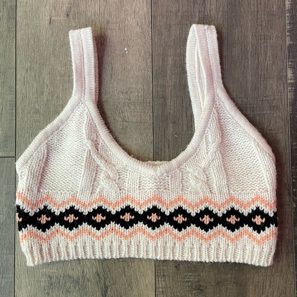 Sage & Oak Young Contemporary Crochet Knit Cropped Bra Top Sz L